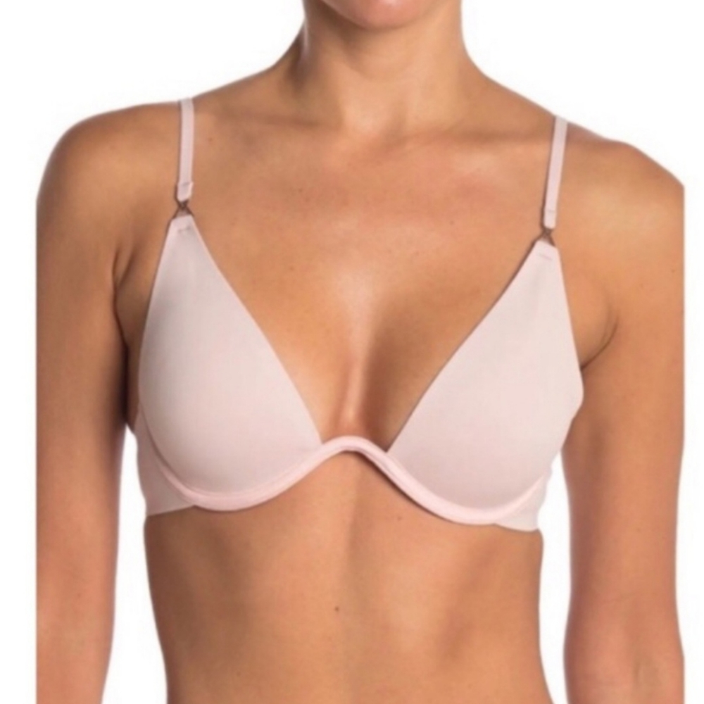 Free People Ari Size 36D Pink Plunge Racerback Underwire Bra Mooncake Blush NWT
